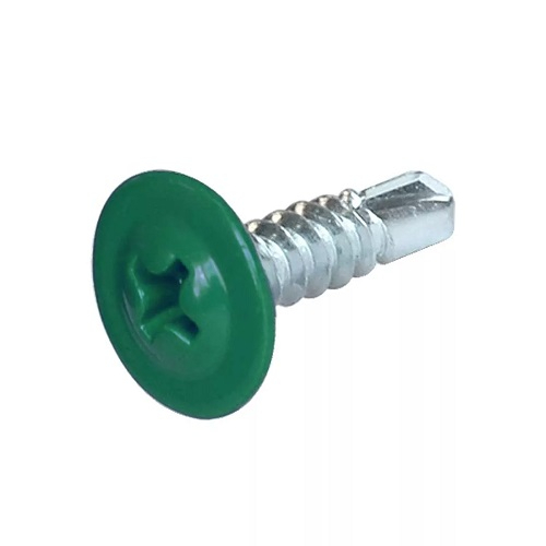 Саморез по металлу с прессшайбой 4,2х25 мм сверло зелёный мох