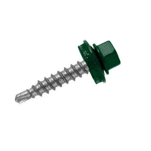 Саморез кровельный 4.8х28-29 RAL 6005 темно-зеленые 250 шт, Крепыши