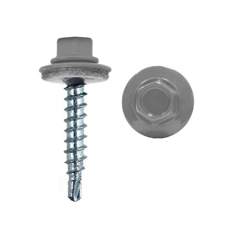 Саморез кровельный 4,8x35 RAL7004 серый 8 шт европодвес