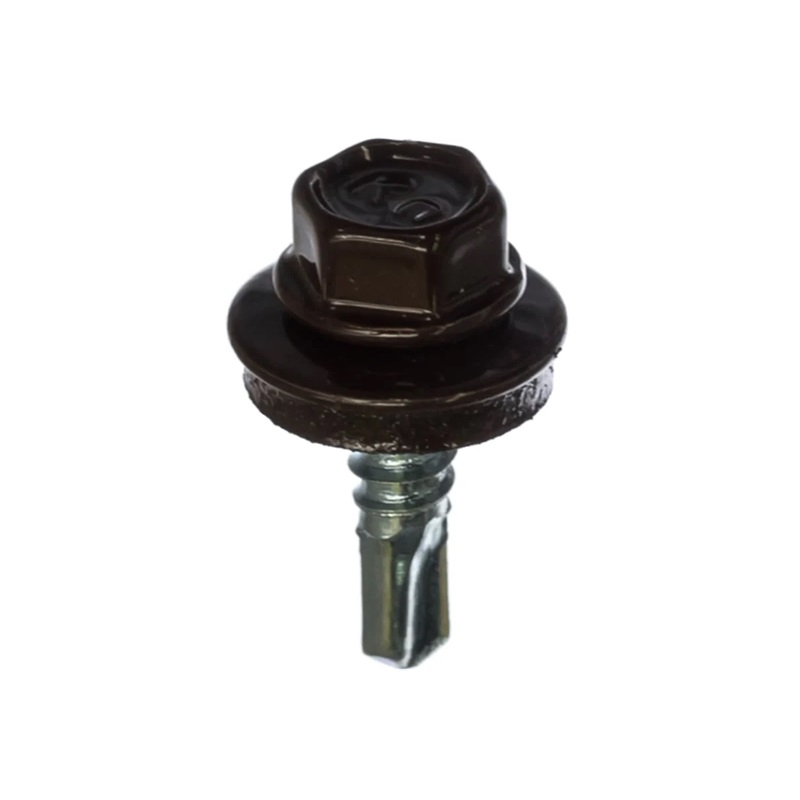 Саморез кровельный 5,5x19 RAL8017 темно-коричневый 12 шт