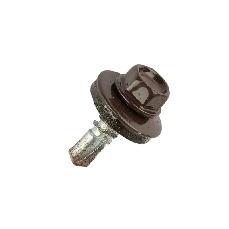 Саморез кровельный 5,5x19 RAL8017 темно-коричневый 12 шт