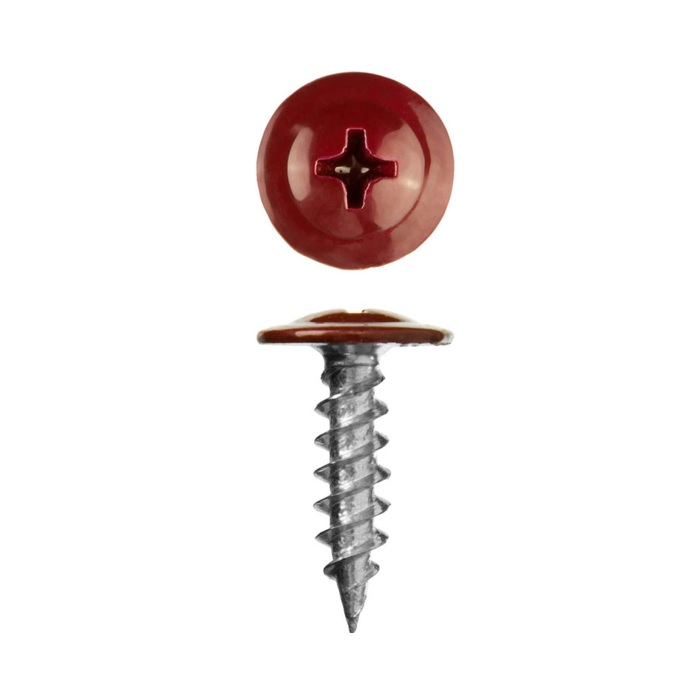 Саморез Жесть с прессшайбой острый 4.2х25 мм, красное вино RAL3005, 16 шт УТ-00010100