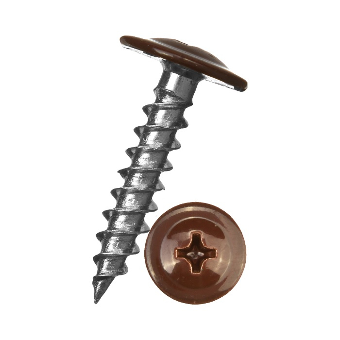 Саморез Жесть с прессшайбой острый 4.2х32 мм, коричневый RAL8017, 10 шт УТ-00010108