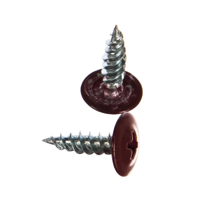 Саморез Жесть с прессшайбой острый 4,2х16 мм RAL3005, 200 шт.