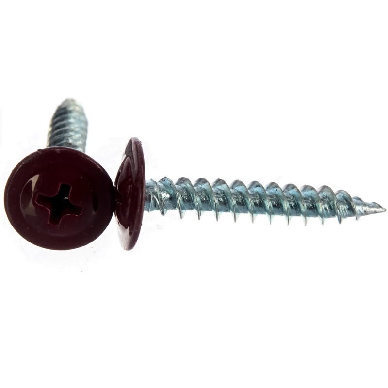 Саморез Жесть с прессшайбой сверло 4,2х25 мм RAL3005, 200 шт.