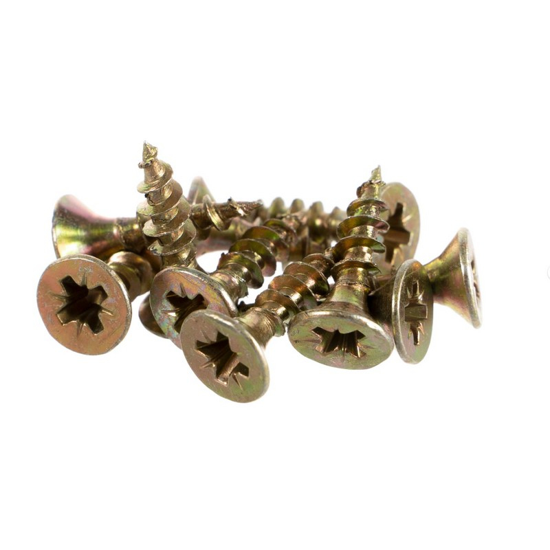 Шуруп по дереву потайной желтый цинк 4х16 Крепыши, 1 кг