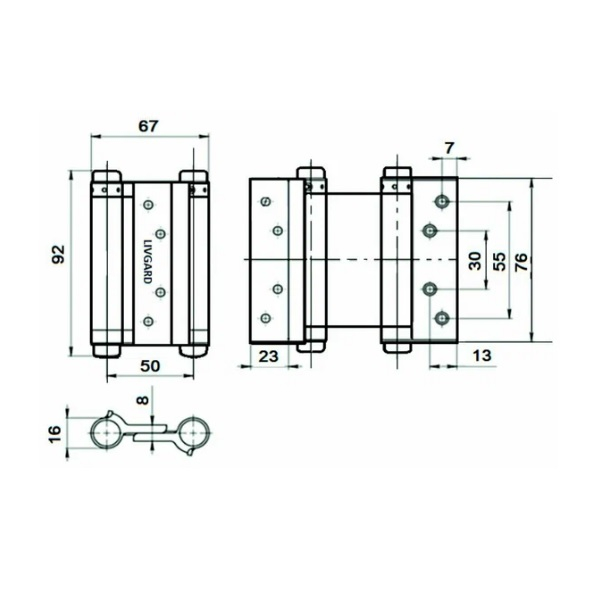 Петля пружинная двухсторонняя LIVGARD HS80 AB бронза