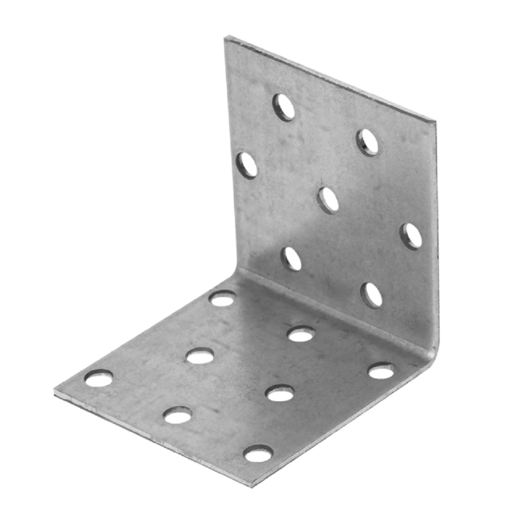 Уголок крепежный равносторонний, оцинкованная сталь, равносторонняя форма 1.5х50х80 мм