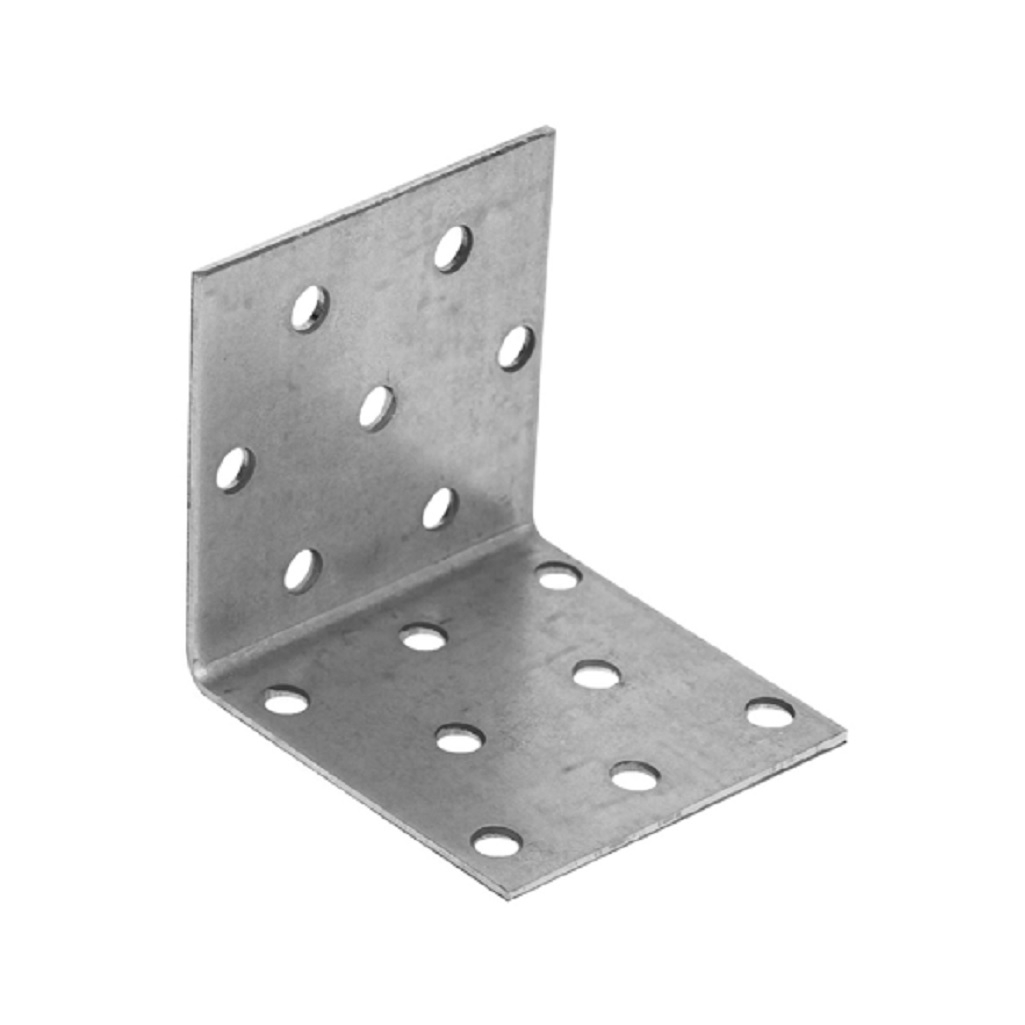 Уголок крепежный равносторонний, оцинкованная сталь, равносторонняя форма 1.5х50х80 мм