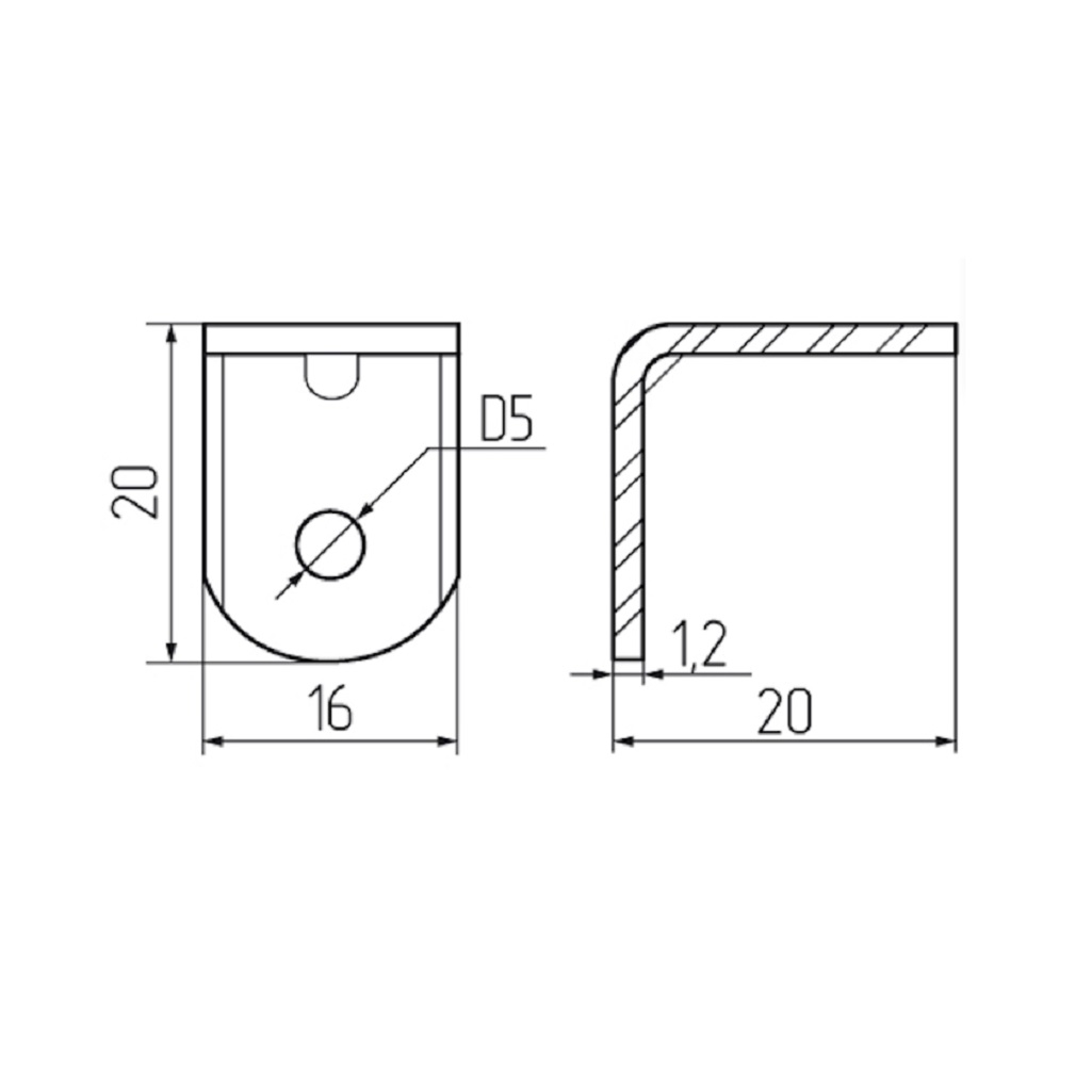 Уголок крепежный c пластиковой крышкой, антикоррозийное покрытие, белый 16х20х20 мм