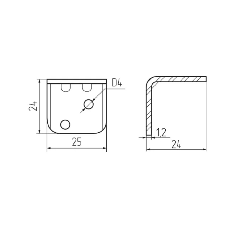 Уголок крепежный c пластиковой крышкой, антикоррозийное покрытие, белый 24х24х25 мм