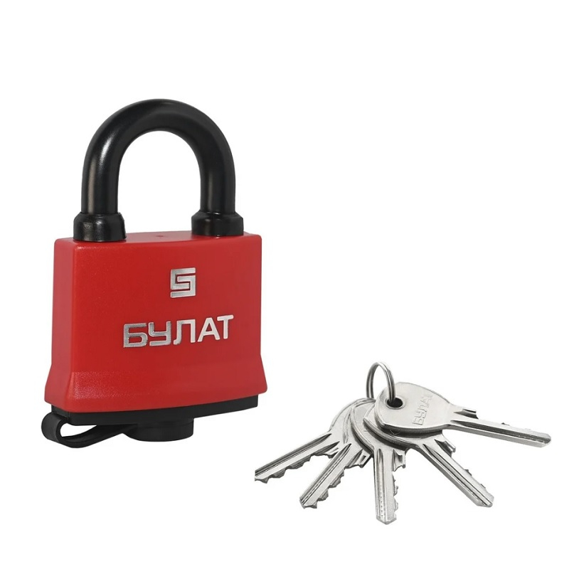 Замок навесной Булат 15850, ВС 1-П54 ПЛ, всепогодный, d - 8,6 мм, 2 класс защиты, 5 ключей, чугун