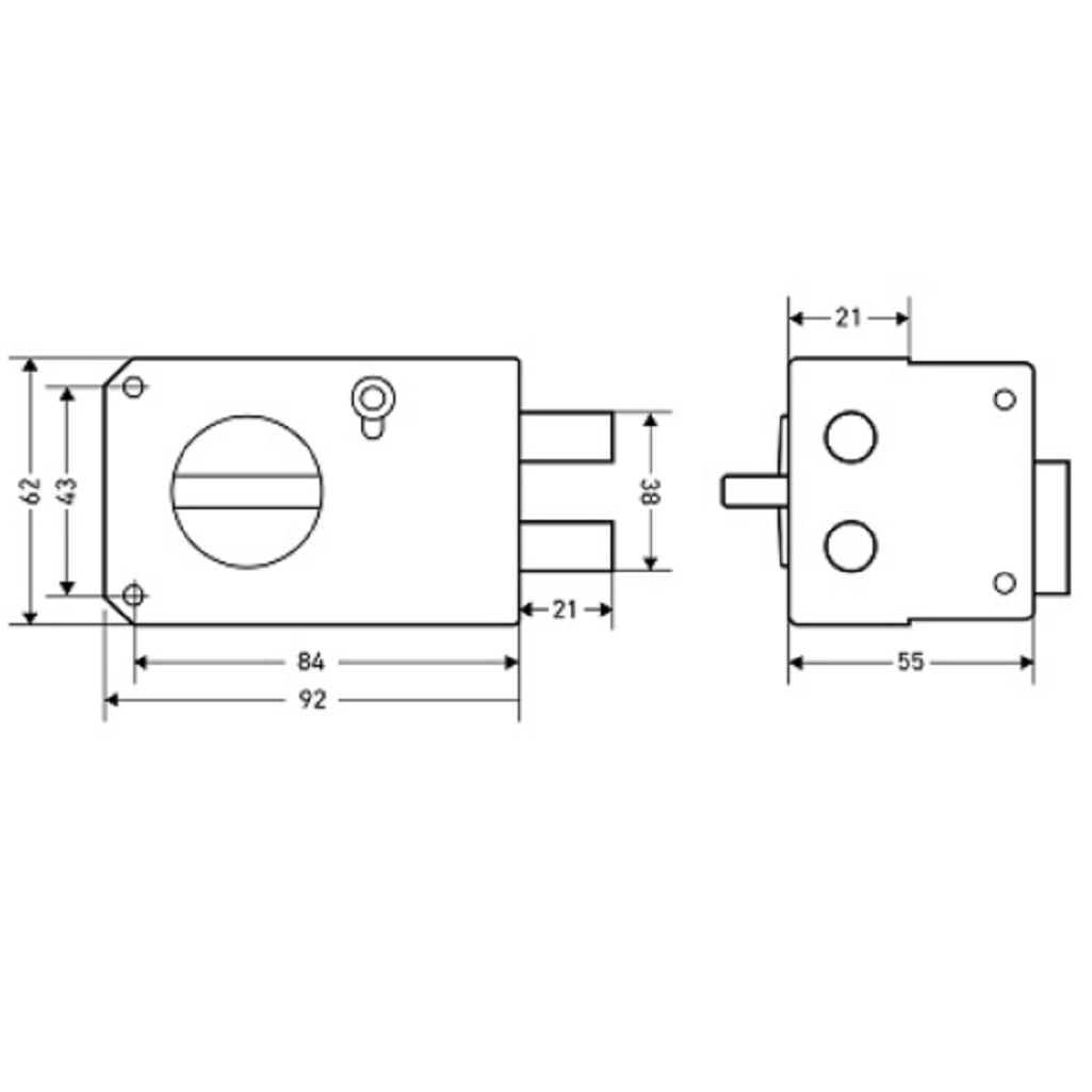 Замок накладной Apecs Омега ЗН-2 ЗАЗ, для деревянных дверей, медь