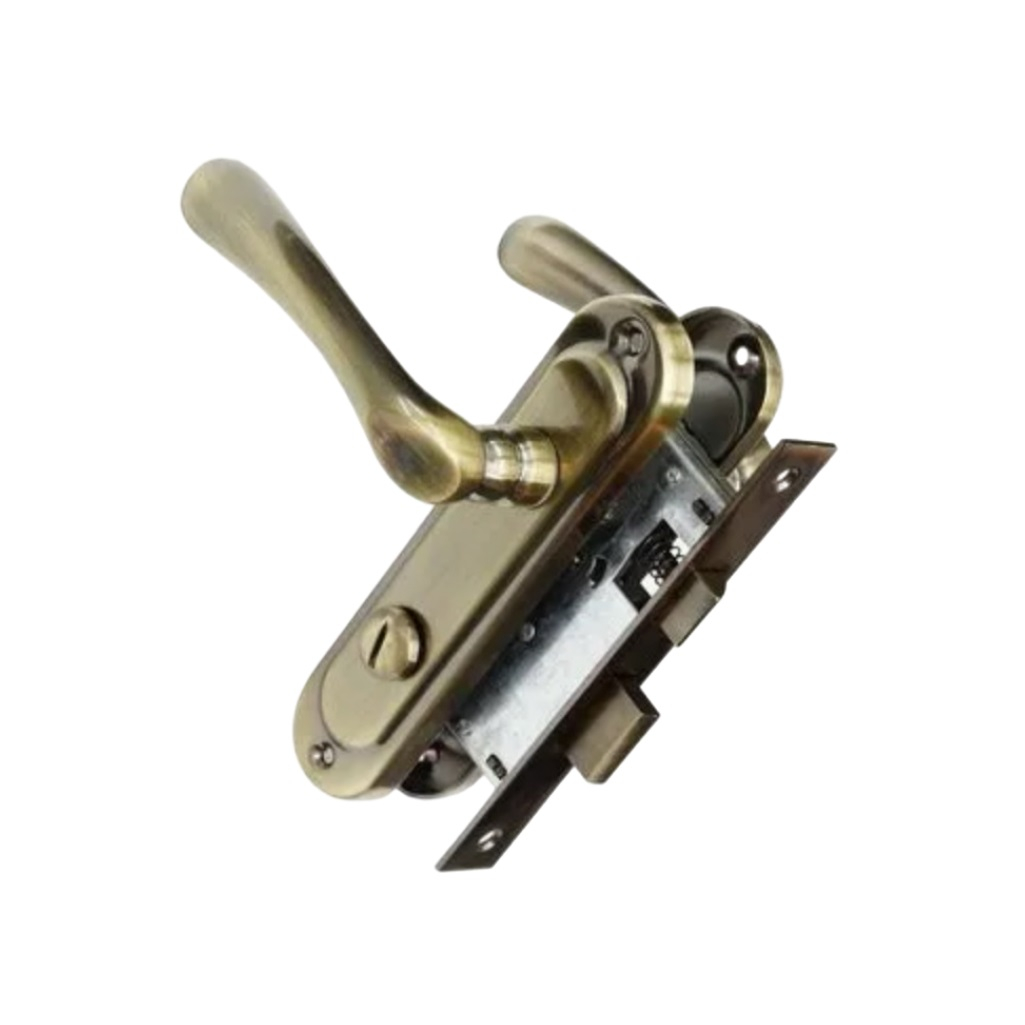 Замок врезной Maxi Locks 504W-60.5 мм, с фиксатором, AB, бронза