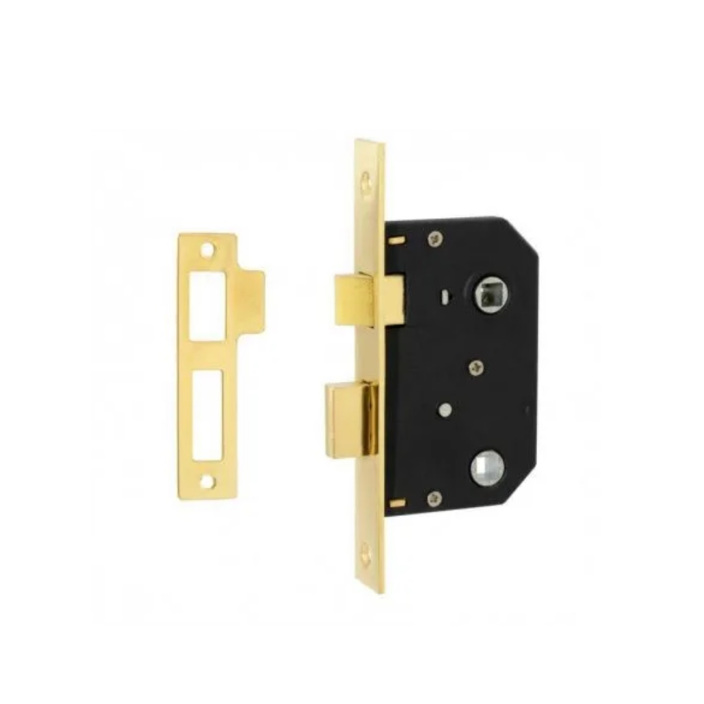 Замок врезной Maxi Locks 504W-60.5 мм, с фиксатором, PB, полированная латунь