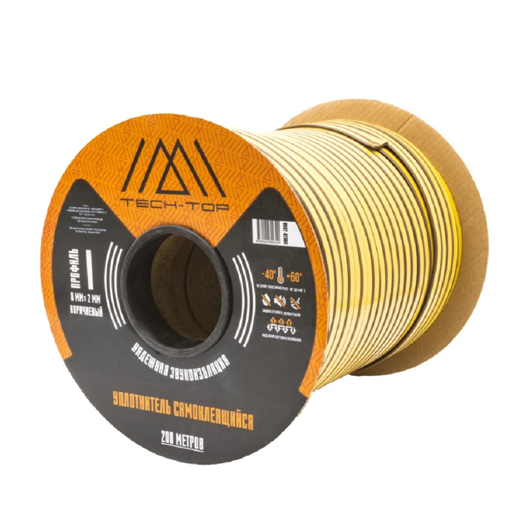 Уплотнитель I 8х2 мм самоклеящийся коричневый Tech-Top