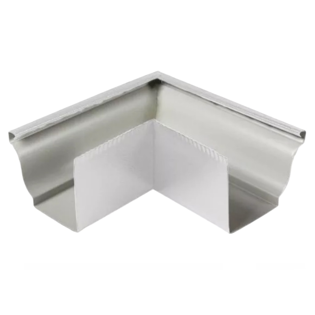 Угол желоба наружный, белый, 90 градусов, оцинкованная сталь