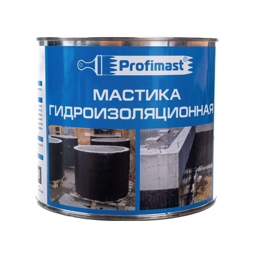Мастика Profimast битумная, гидроизоляционная, черный, 2 л, 1.8 кг 4607952900639 
