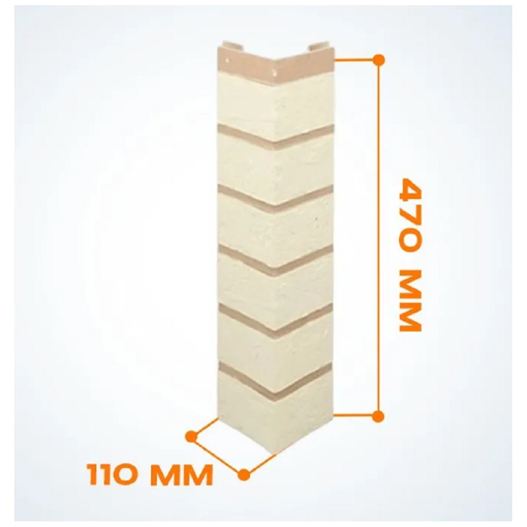 Сайдинг угол цоколя Альта Профиль, кирпич 100х100х470 мм, белый, для наружной отделки
