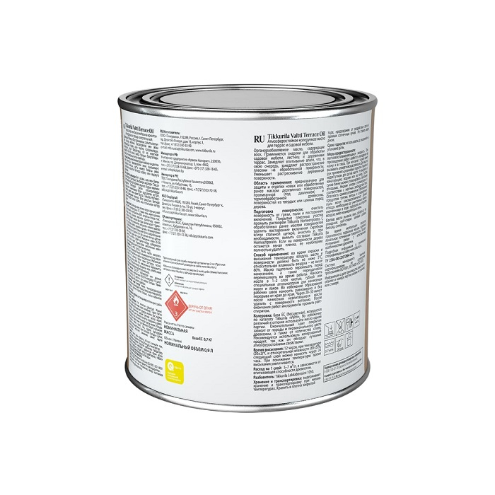 Масло Тikkurila Valtti Terrace Oil для террас и садовой мебели, атмосферостойкое, бесцветное, 0.9 л