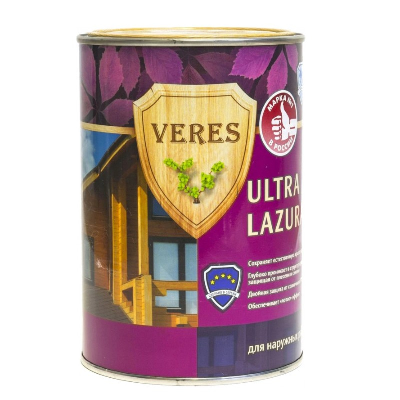 Пропитка Veres Ultra Lazura №12 Белый шелковисто-глянцевый 0.9л