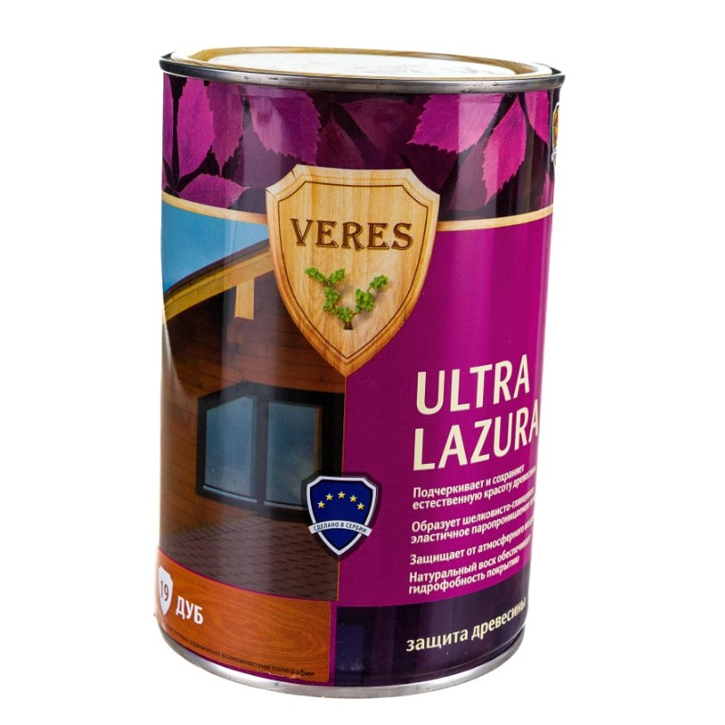 Пропитка Veres Ultra Lazura №19 Дуб шелковисто-глянцевый 0.9 л