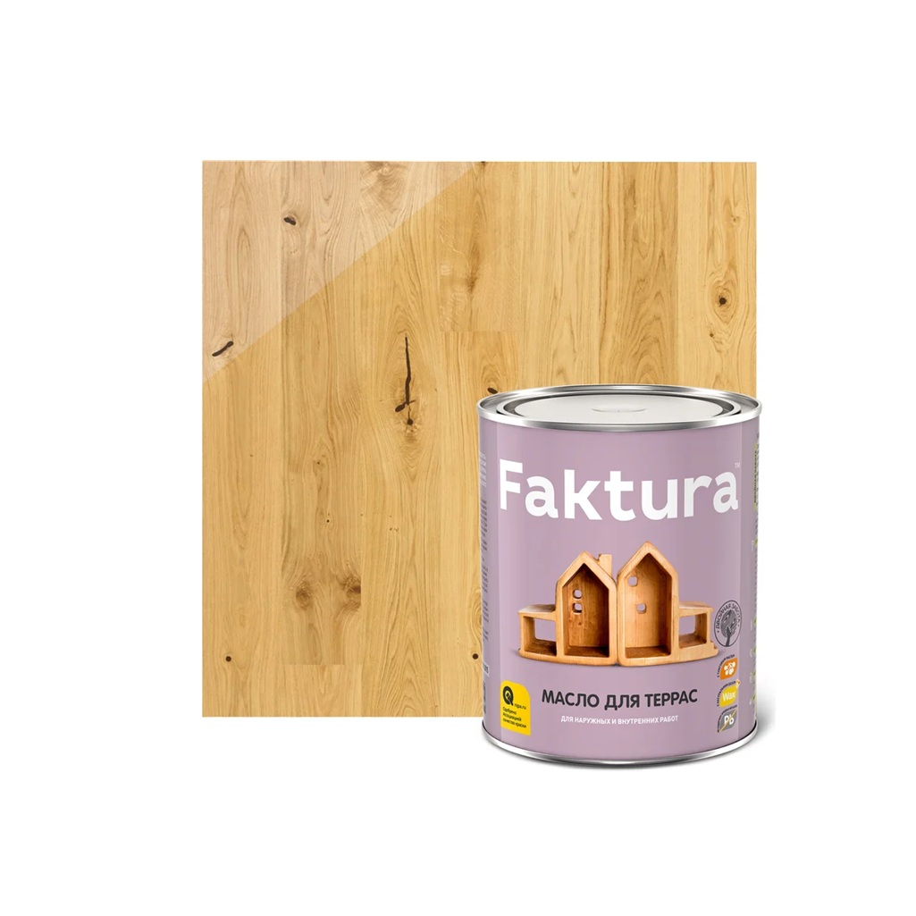 Масло Faktura для террас с натуральным воском и тунгутовым маслом, бесцветный, 0.7 л