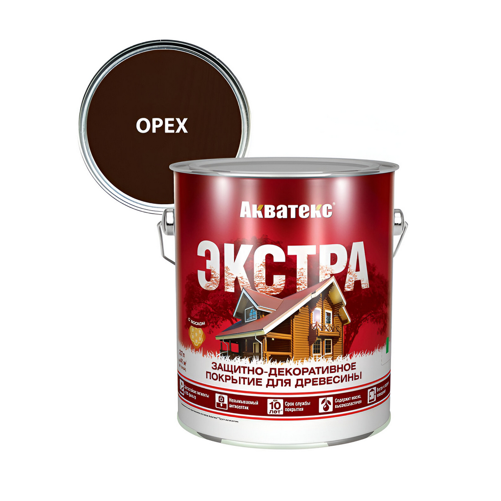 Защитно-декоративное покрытие Акватекс Экстра для древесины, полуглянцевое Орех 259745, 2.7 л
