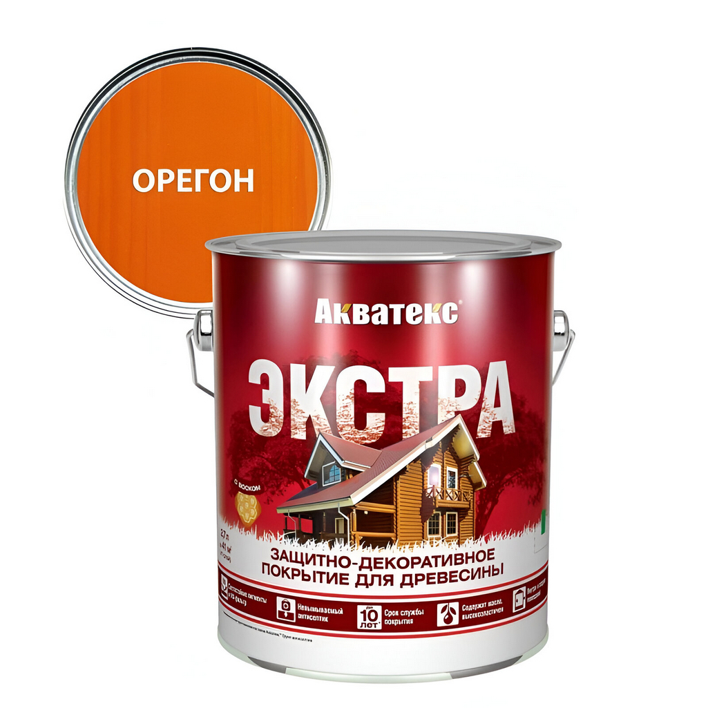 Защитно-декоративное покрытие Акватекс Экстра для древесины, полуглянцевое Орегон 2.7 л