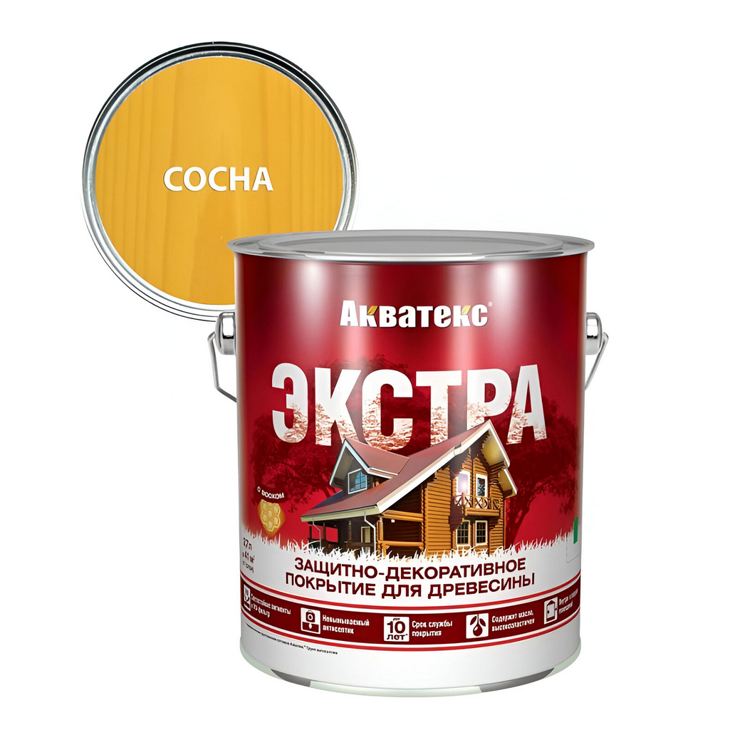 Защитно-декоративное покрытие Акватекс Экстра для древесины, полуглянцевое Сосна 2.7 л