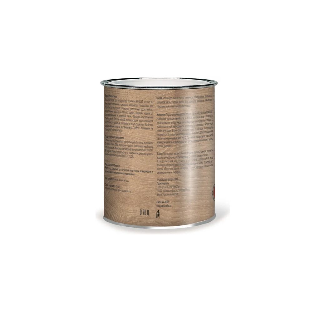 Масло-воск Prostocolor Robust для столешниц и мебели, для внутренних работ, дуб, 0.75 л, 101054