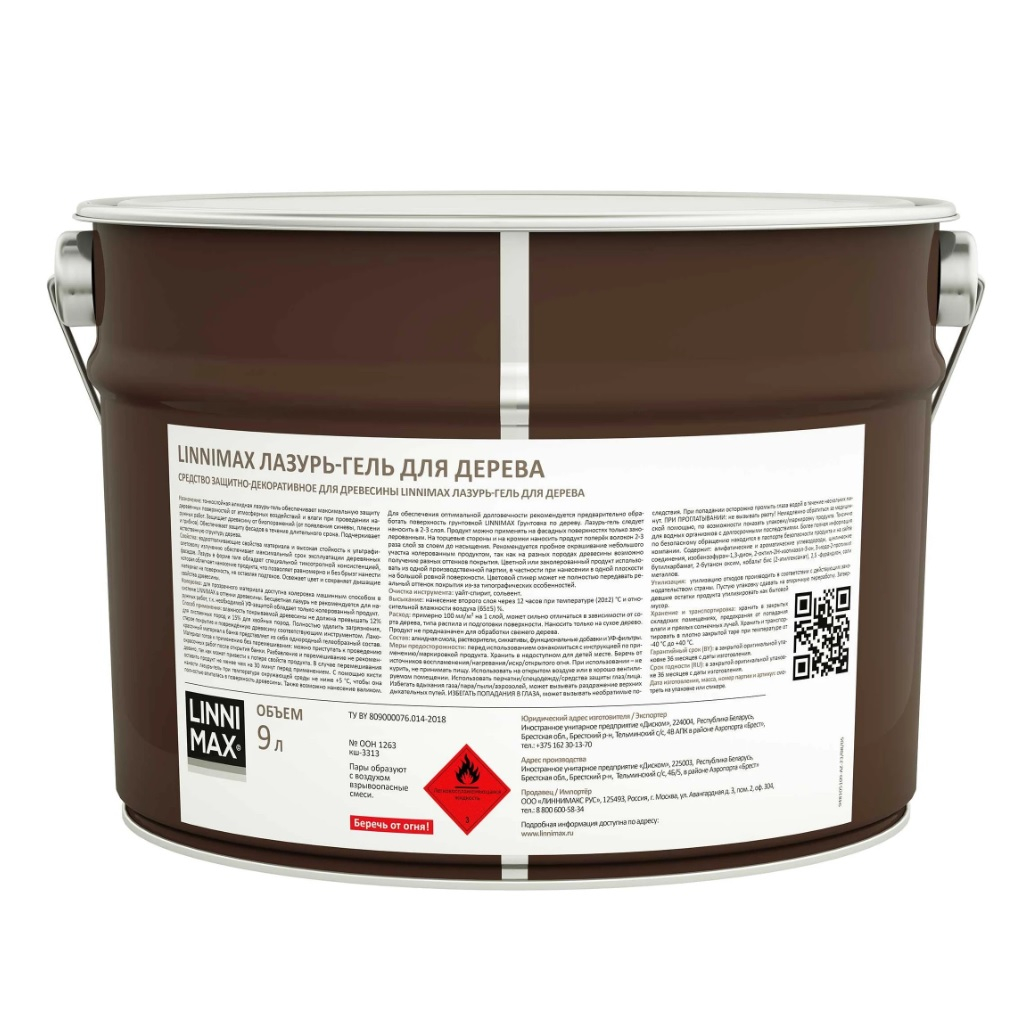 Лазурь-гель Linnimax для дерева, бесцветная, шелковисто-матовая, 9 л