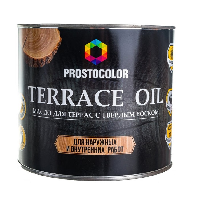 Масло Prostocolor Terrace Oil для террас с твердым воском, Эбеновое дерево, 2.2 л