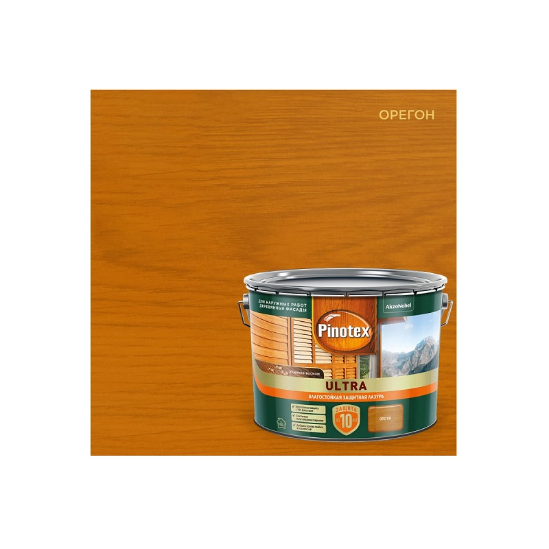 Лазурь Pinotex Ultra для древесины полуглянцевая влагостойкая орегон 9 л