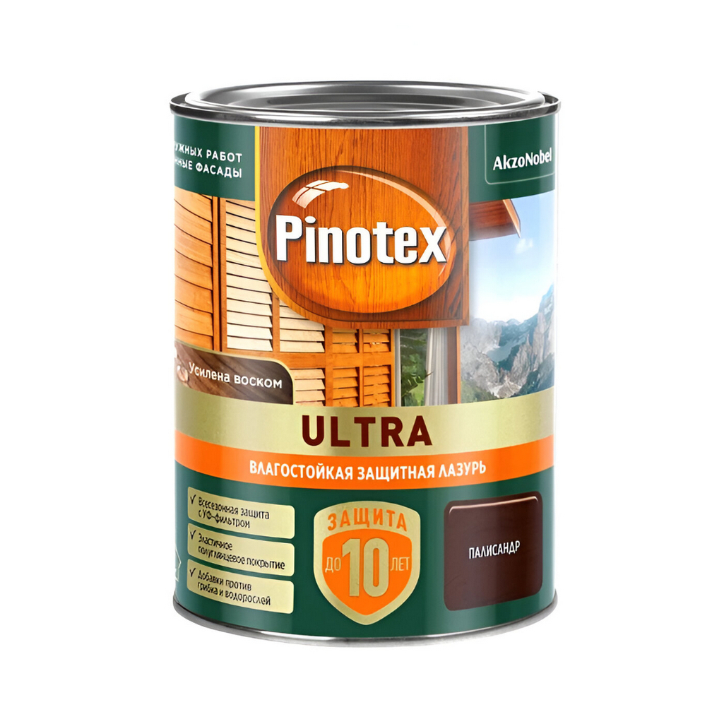 Лазурь Pinotex Ultra для древесины полуглянцевая влагостойкая палисандр 0,9 л