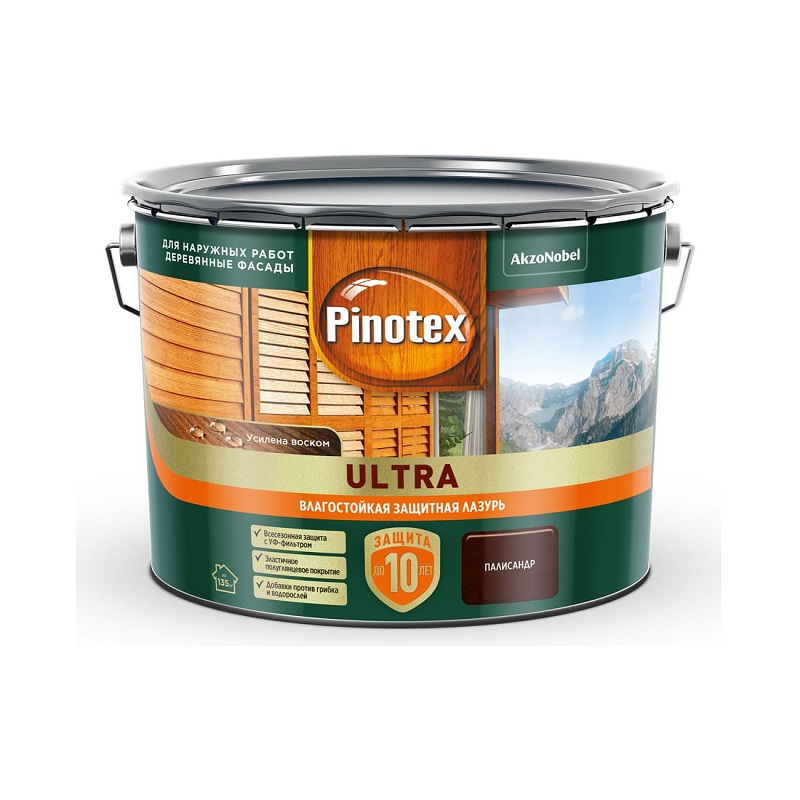 Лазурь PINOTEX ULTRA защитная влагостойкая для древесины палисандр 9л