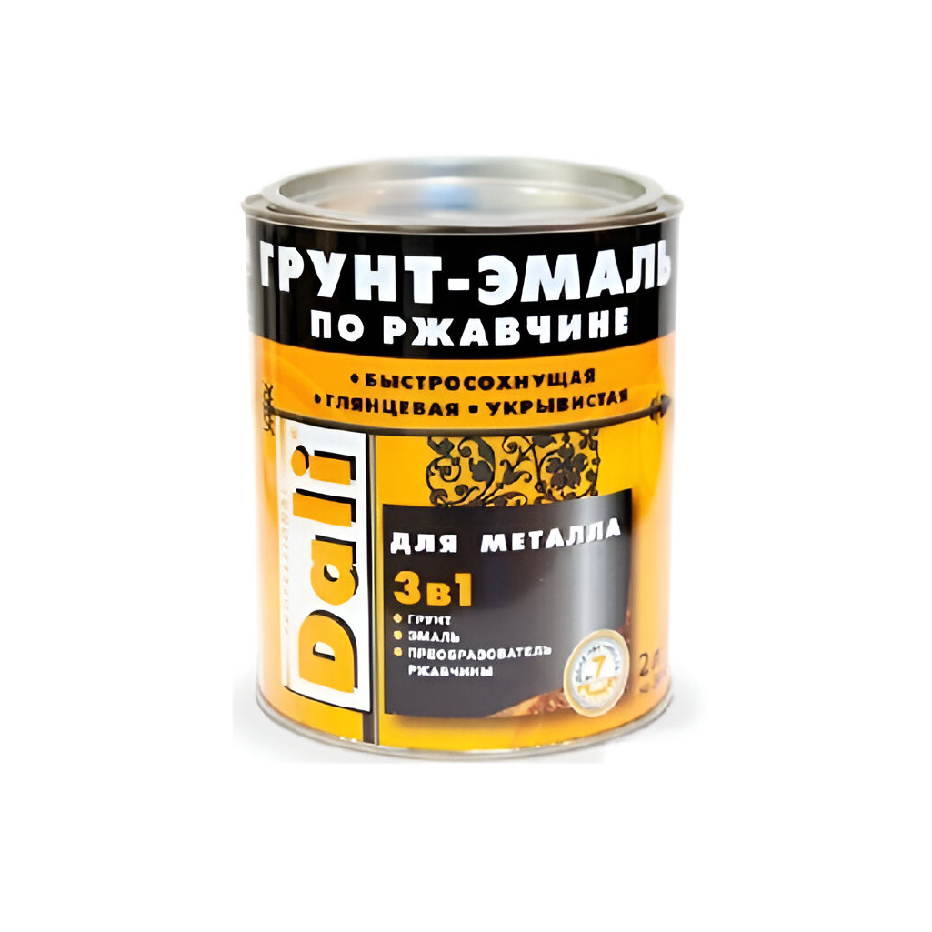 Грунт-эмаль по ржавчине Dali 3 в 1 глянцевая оранжевая RAL 2004, 2 л