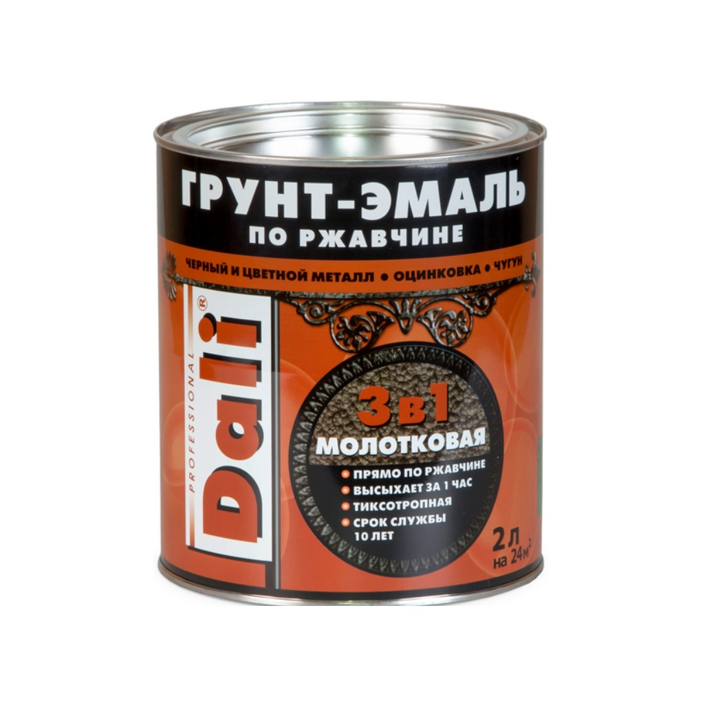 Грунт-эмаль по ржавчине Dali Рогнеда 3 в 1 молотковая шоколадная 2 л  