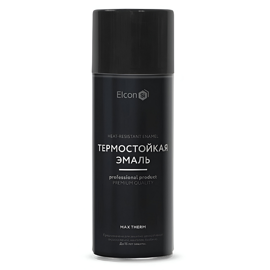 Эмаль Elcon термостойкая аэрозоль, для внутренних и наружных работ, матовая, серебро, 520 мл