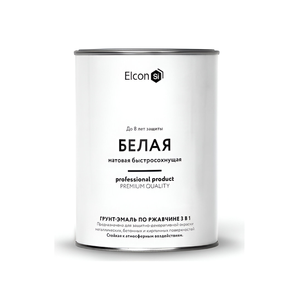 Грунт-эмаль Elcon 3 в 1 по ржавчине, для внутренних и наружных работ, матовая, белая 0.8 кг
