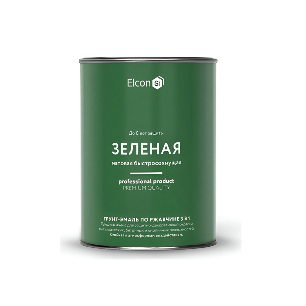 Грунт-эмаль Elcon 3 в 1, быстросохнущая, глянцевая, зеленая RAL 6029, 0.8 кг