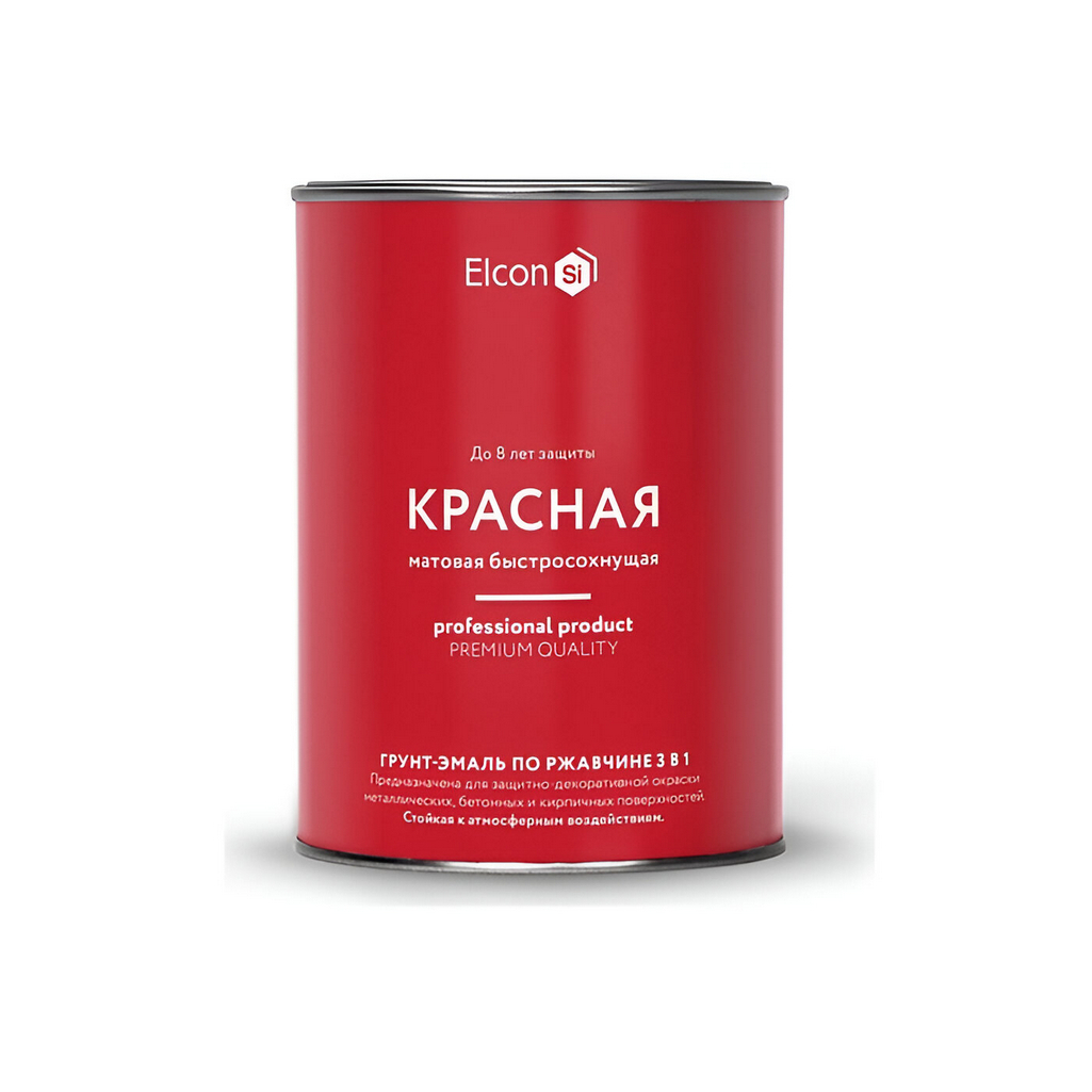 Грунт-эмаль Elcon 3 в 1 по ржавчине, матовая, красная, 0.8 кг