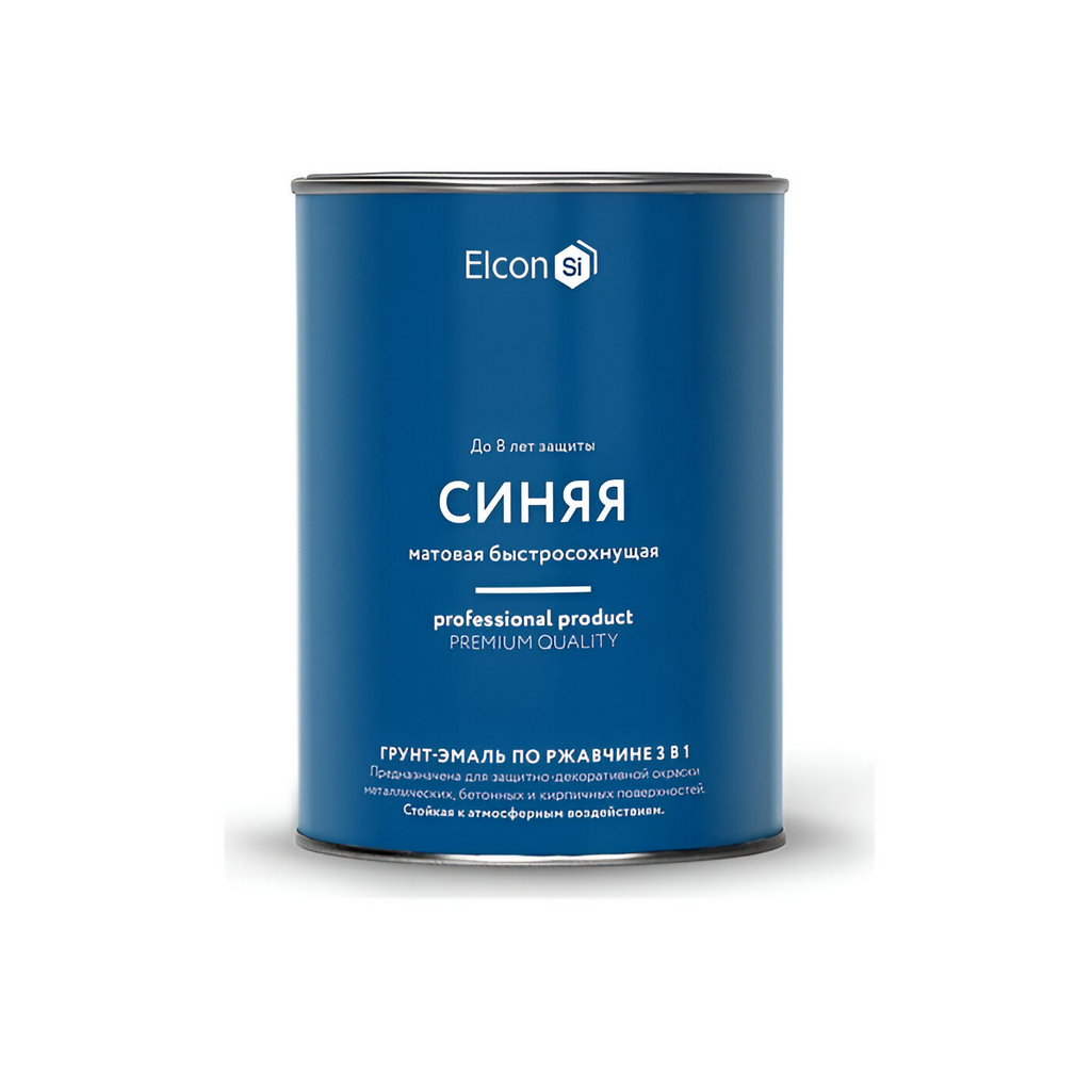 Грунт-эмаль Elcon 3 в 1, для металла, по ржавчине, глянцевая, синяя RAL 5005, 0.8 кг