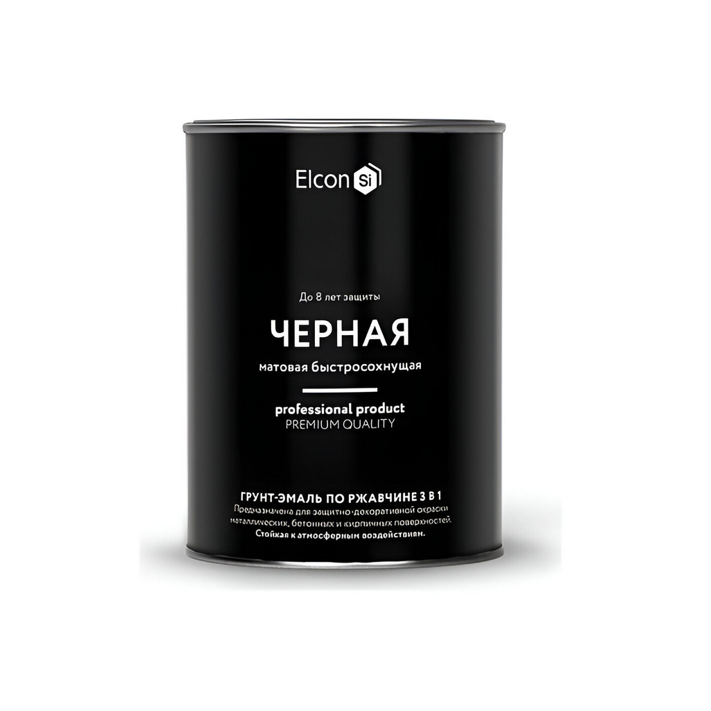 Грунт-эмаль Elcon 3 в 1 по ржавчине, матовая, черная, 0.8 кг