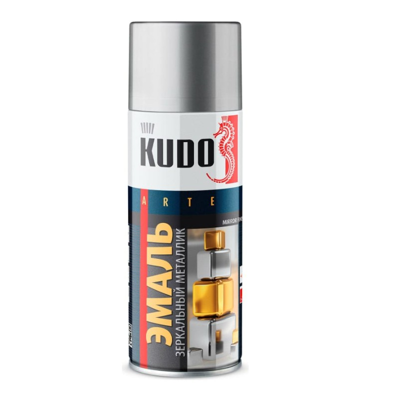 Эмаль Kudo аэрозоль, металлик, хром, зеркальный 520 мл, ku-1033