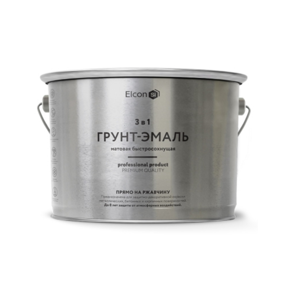 Грунт-эмаль Elcon 3 в 1 для металла, по ржавчине, матовая, графит, 10 кг