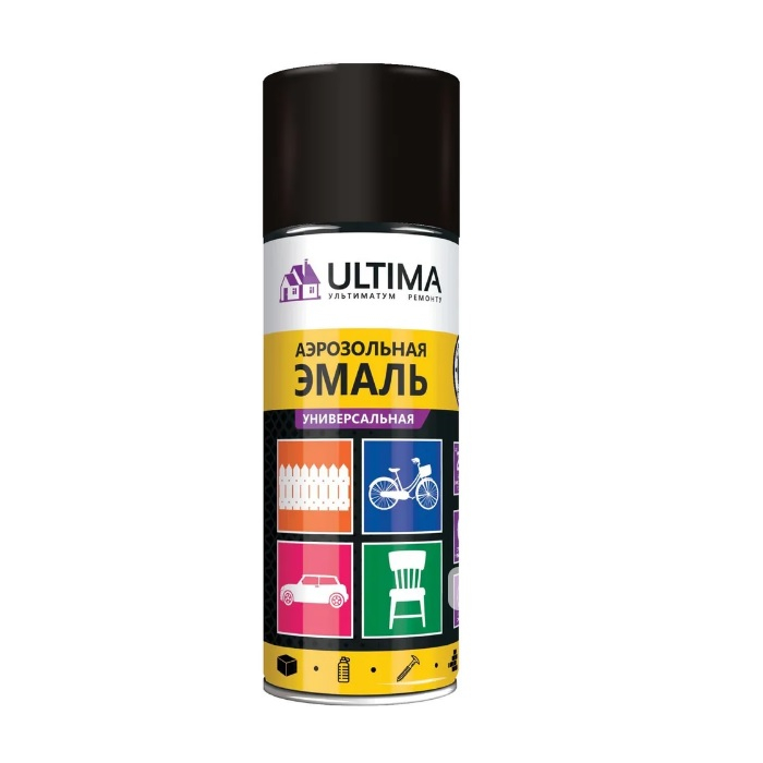 Эмаль аэрозольная Ultima ULT013 универсальная, чёрный грунт, 520 мл