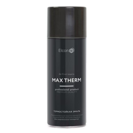 Эмаль термостойкая Elcon, 1000 C°, кремнийорганическая, чёрная, аэрозоль, 520 мл