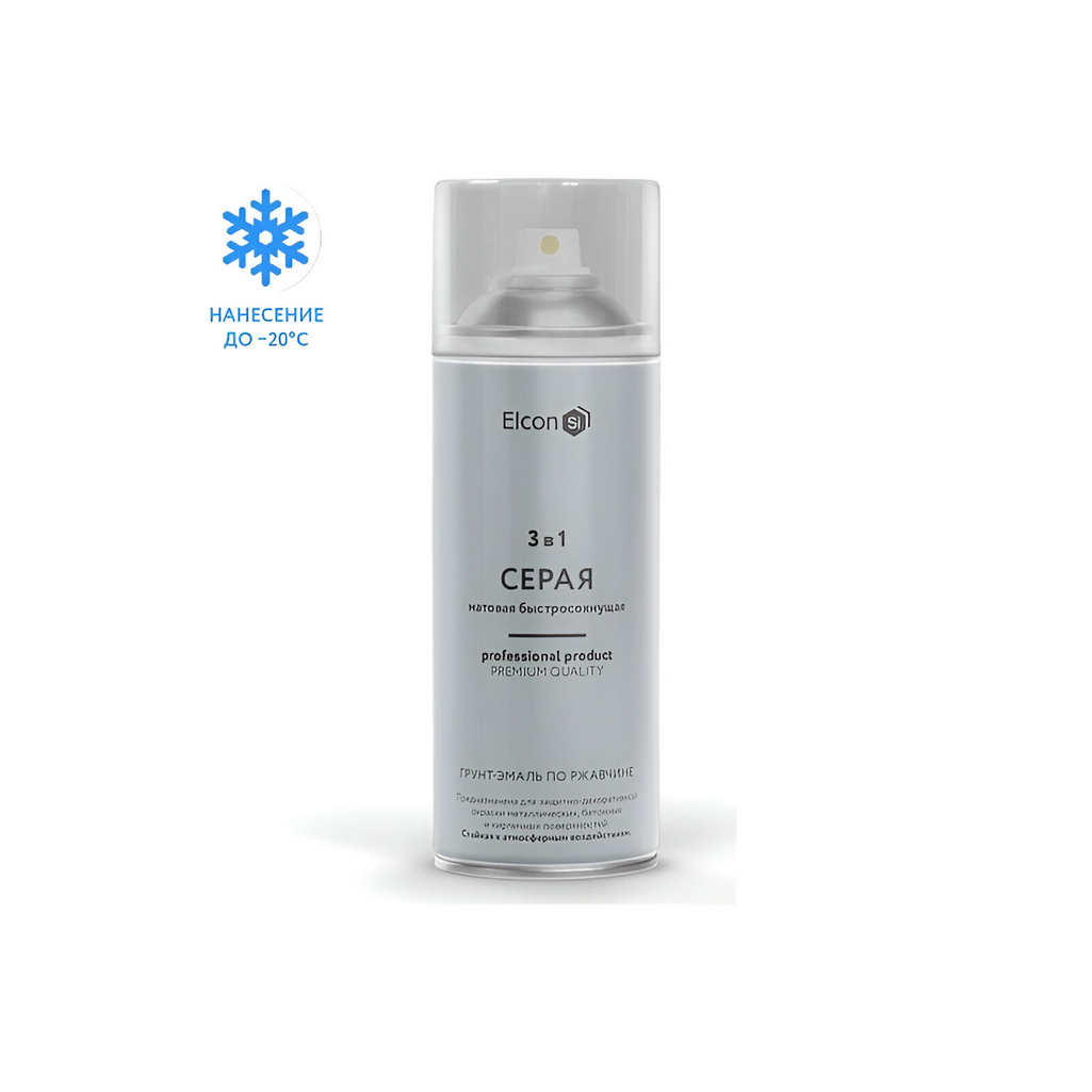 Грунт-эмаль Elcon 3 в 1, аэрозоль, для металла, по ржавчине, матовая, серая, 520 мл