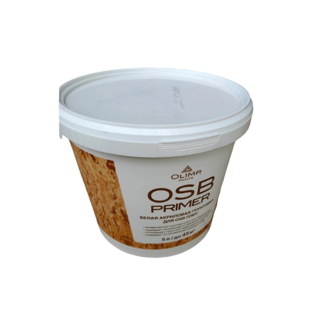 Грунтовка для OSB-плит Olimp ОSB Primer, акриловая, белая, 5 л, 27061